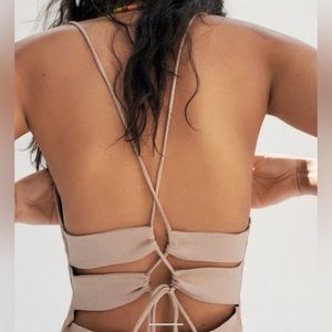 Linen Zara Dress with tie Detail back